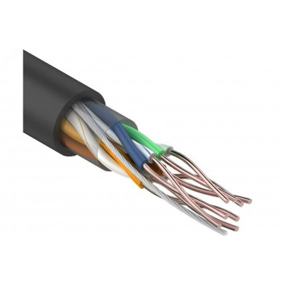 Кабель UTP 4PR 24AWG CU (медь) CAT5e PE черный OUTDOOR бухта 100м,