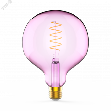 Лампа Gauss Filament G125 5W 190lm 1800К Е27 pink flexible LED 1/10