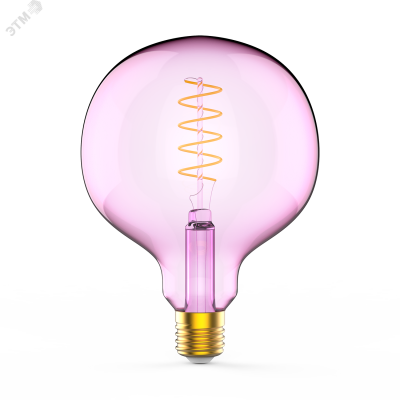 Лампа Gauss Filament G125 5W 190lm 1800К Е27 pink flexible LED 1/10