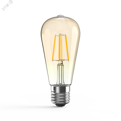 Лампа Gauss Filament ST64 6W 620lm 2400К Е27 golden диммируемая LED 1/10/40