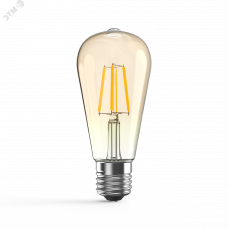 Лампа Gauss Filament ST64 6W 550lm 2400К E27 golden LED 1/10/40