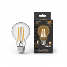 Лампа Gauss Filament А60 18W 1600lm 2700К Е27 LED 1/10/40