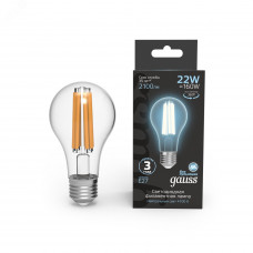 Лампа Gauss Filament А70 22W 2100lm 4100К Е27 LED 1/10/40