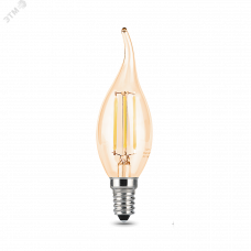 Лампа Gauss Filament Свеча на ветру 5W 400lm 2700К Е14 golden LED 1/10/50