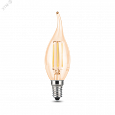 Лампа Gauss Filament Свеча на ветру 5W 420lm 4100К Е14 golden LED 1/10/50