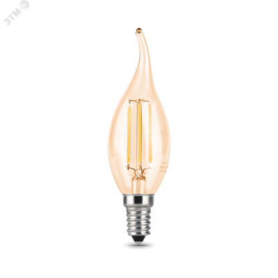 Лампа Gauss Filament Свеча на ветру 5W 420lm 4100К Е14 golden LED 1/10/50