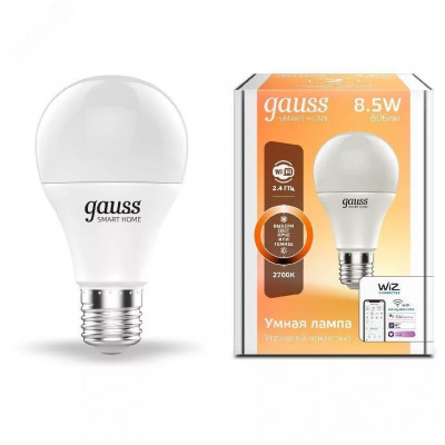 Лампа Gauss Smart Home A60 8,5W 806lm 2700К E27 диммируемая LED 1/10/40