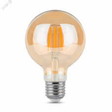 Лампа Gauss Filament G95 6W 620lm 2400К Е27 golden диммируемая LED 1/20