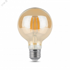 Лампа Gauss Filament G95 6W 550lm 2400К Е27 golden LED 1/20