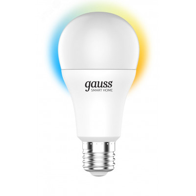 Лампа Gauss Smart Home A60 8,5W 806lm 2700-6500К E27 изм.цвет.темп.+диммирование LED 1/10/40