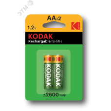 Аккумуляторы NiMH (никель-металлгидридные) Kodak HR6-2BL 2600mAh [KAAHR-2/2600mAh] (40/320/12800)