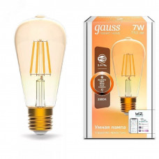 Лампа Gauss Smart Home Filament ST64 7W 740lm 2500К E27 диммируемая LED 1/10/40