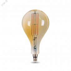 Лампа Gauss Filament А160 8W 780lm 2400К Е27 golden straight LED 1/6