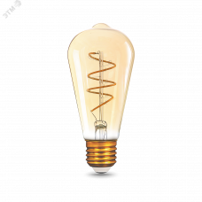 Лампа Gauss Filament ST64 6W 360lm 2400К Е27 golden flexible LED 1/10/40