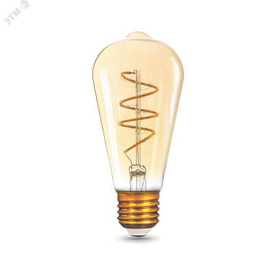 Лампа Gauss Filament ST64 6W 360lm 2400К Е27 golden flexible LED 1/10/40