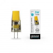 Лампа Gauss Elementary G4 12V 3W 250lm 4100K силикон LED 1/20/200