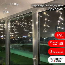 ENIB-01B Гирлянда LED Бахрома 1,8х0,5 м теплый    свет  8 режимов 220V, IP20 (100/800)