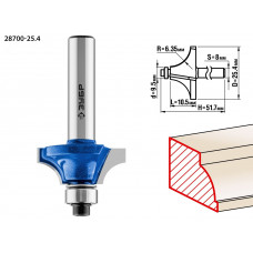 Кромочная калевочная фреза Профессионал №1, 25.4x10.5 мм, радиус 6.3 мм