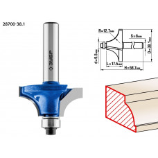 Кромочная калевочная фреза Профессионал №1, 38.1x17.5 мм, радиус 12.7 мм