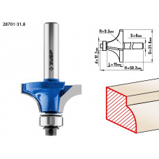 Кромочная калевочная фреза Профессионал №1, 31.8x15 мм, радиус 9.5 мм