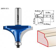 Фреза кромочная калевочная №1 57,1x29мм, радиус 22мм