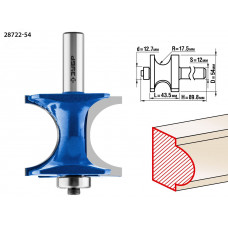 Фреза полустержневая с подшипником 54x51мм, радиус 12.7мм