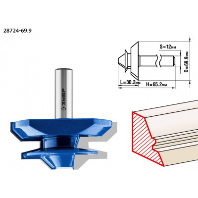 Фреза кромочная для углового сращивания 69,9x30мм