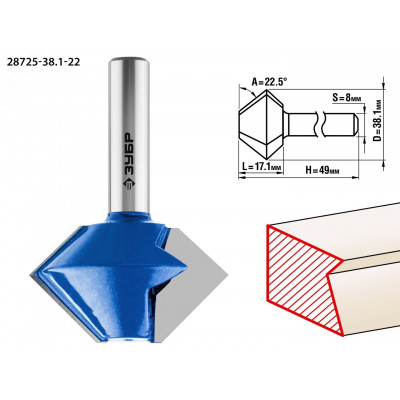 Фреза кромочная конусная 38.1x22мм