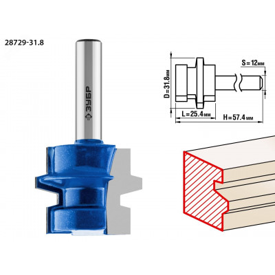 Фреза комбинированная универсальная 31,8x26мм, хвостовик 12мм
