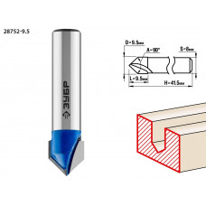Фреза пазовая галтельная V-образная 9.5x9.5мм, угол 90град.мм