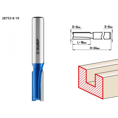 Фреза пазовая прямая 8x19мм, хвостовик 8мм