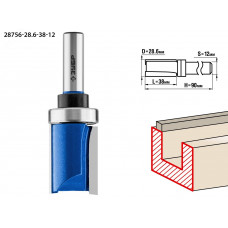 Фреза пазовая прямая с верхним подшипником 28,6x38мм, хвостовик 12мм