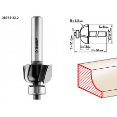 Фреза кромочная калевочная №2 22.2x13мм, радиус 4.8мм
