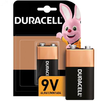 Duracell батарейки щелочные размера 9V, 1 шт. в упаковке