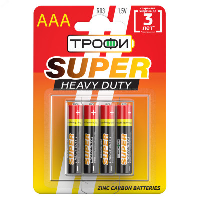 Батарейка Трофи R03-4BL SUPER HEAVY DUTY Zinc (40/960/46080)