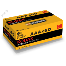 Батарейка Kodak LR03-60 (4S) colour box XTRALIFE Alkaline [K3A-60] (60/1200/38400)