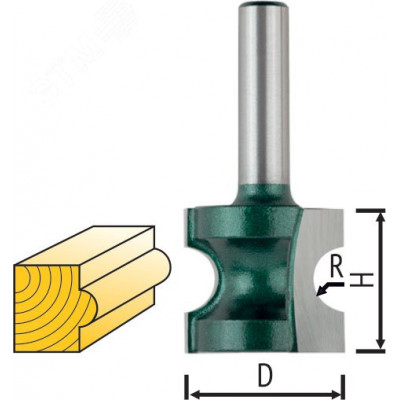 Фреза кромочная полукруглая DxHxL=25.4х22х54.2 мм