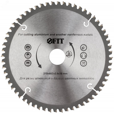 Диск пильный для циркулярных пил по алюминию 210X30/25.4X60T
