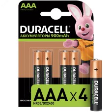 Duracell Аккумулятор размера AAA 900 мАч, 4 шт. в упаковке