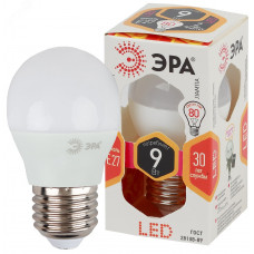 Лампа светодиодная LED P45-9W-827-E27 (диод, шар, 9Вт, тепл, E27 (10/100/3600)