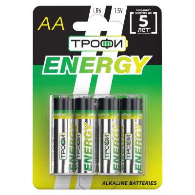 Батарейка Трофи LR6-4BL ENERGY Alkaline (40/720/17280)