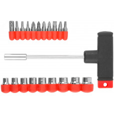 Отвертка Т-образная, 10 CrV бит и 9 головок