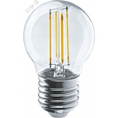 Лампа светодиодная LED 4вт Е27 белый шар FILAMENT