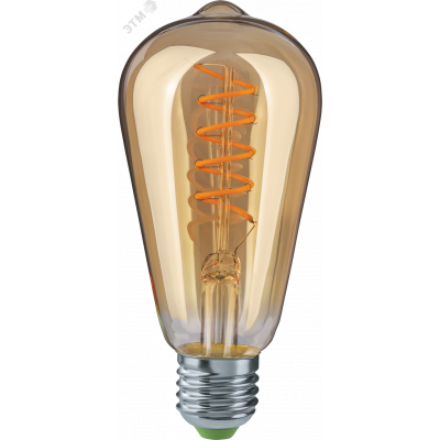 Лампа светодиодная LED 4вт E27 теплый ST64 ретро SPIRAL FILAMENT