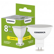 Лампа LED MR16 софит 8Вт 230В 3000К GU5.3 GENERICA