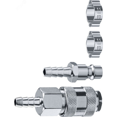 Набор (штуцер ''елочка'' 8 мм - рапид муфта) + (рапид штуцер-штуцер ''елочка'' 8 мм) + (обжимные хомуты 2 шт) Профессионал