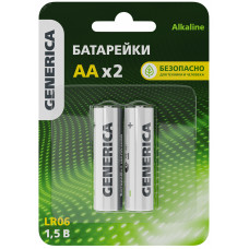 Батарейка щелочная Alkaline LR06/AA (2шт/блистер) GENERICA