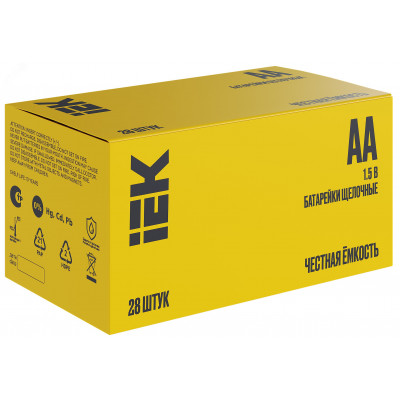 Батарейка щелочная Alkaline LR06/AA (28/бокс) IEK