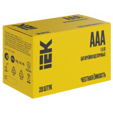 Батарейка щелочная Alkaline LR03/AAA (28/бокс) IEK