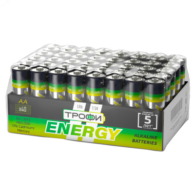 Батарейка Трофи LR6-40 bulk ENERGY Alkaline (40/720/17280)